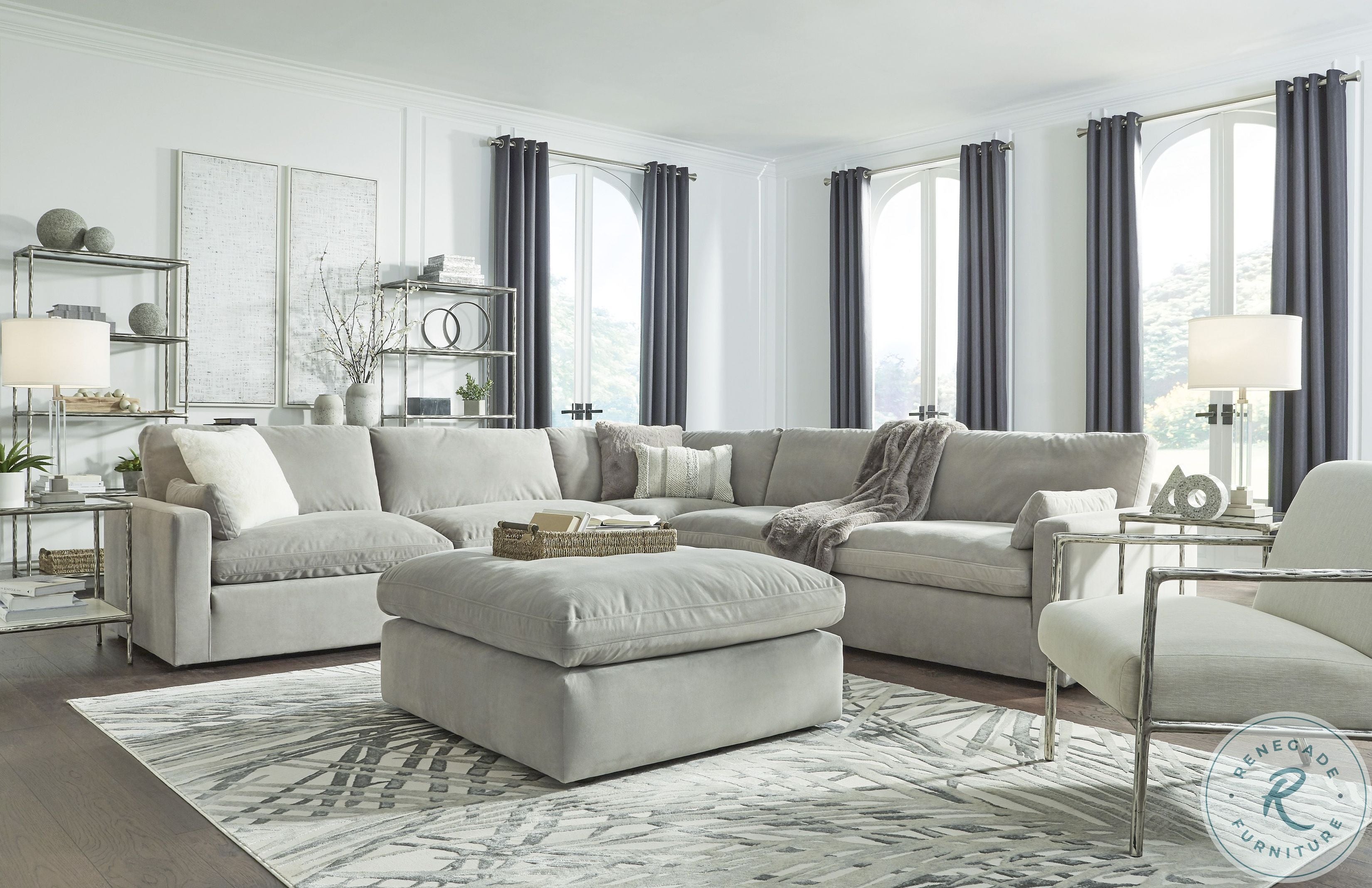 Sophie Grey Oversized Ottoman