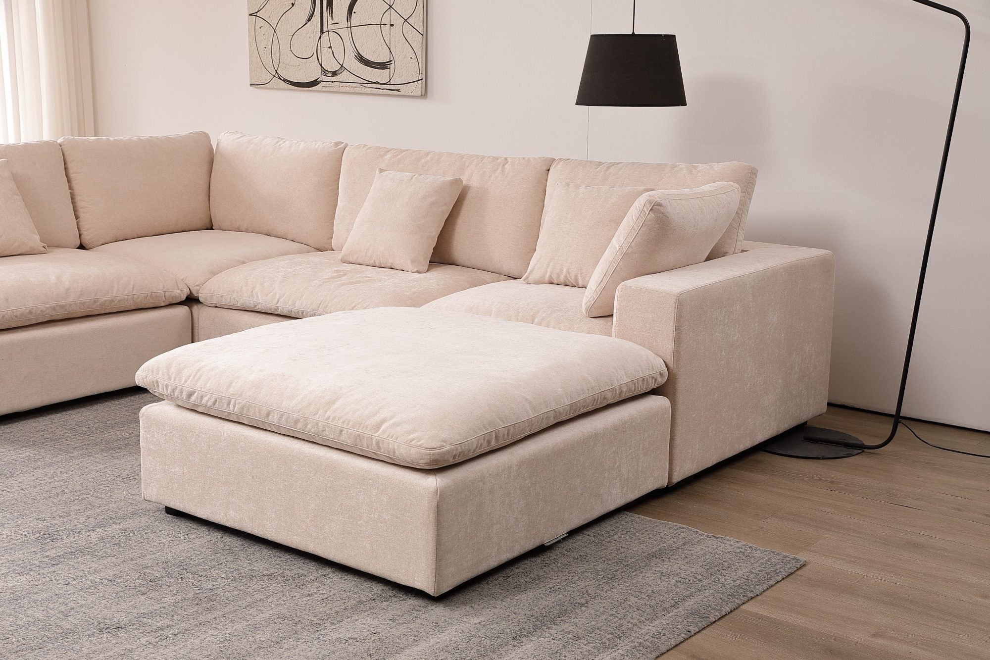 Snuggle Beige Down Filled 5 Piece Cloud Couch