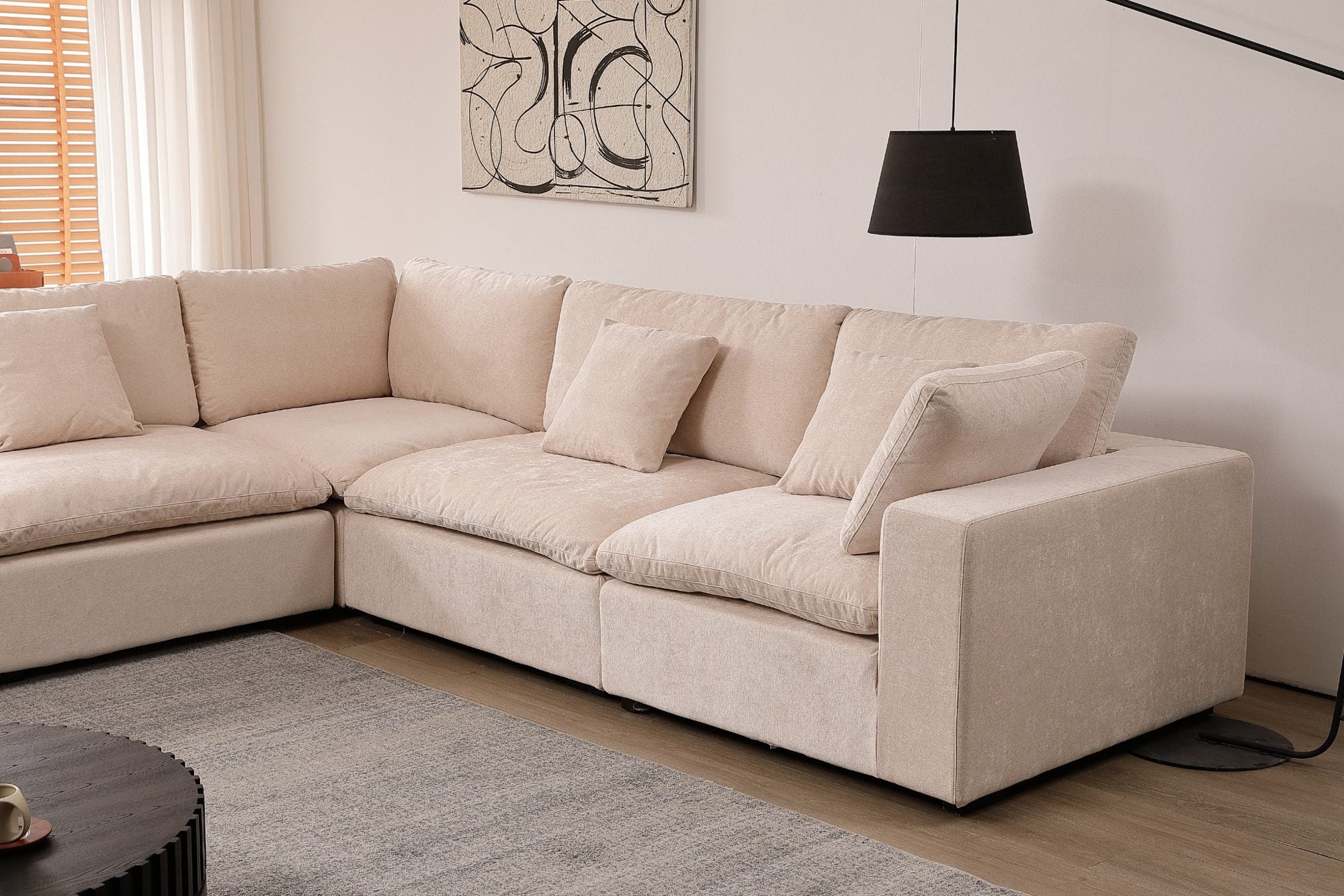 Snuggle Beige Down Filled 5 Piece Cloud Couch