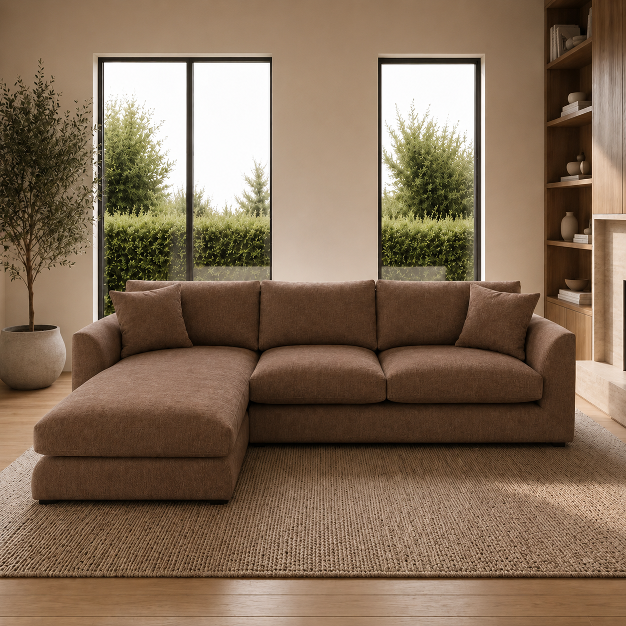 Belle Mocha Brown Feather Cloud Couch Sectional