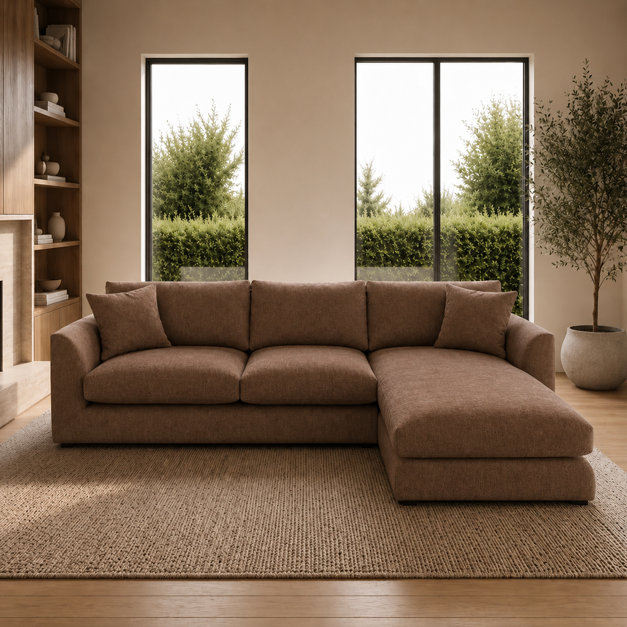 Belle Mocha Brown Feather Cloud Couch Sectional