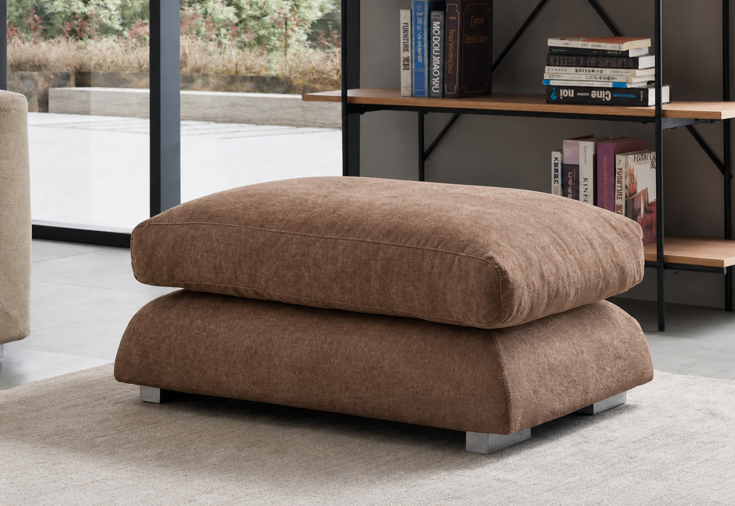 Mocha Feather Ottoman