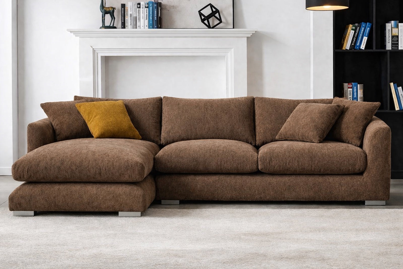 Belle Feather Cloud Sectional - Mocha
