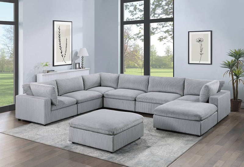 Gray Corduroy 8-Piece Sectional