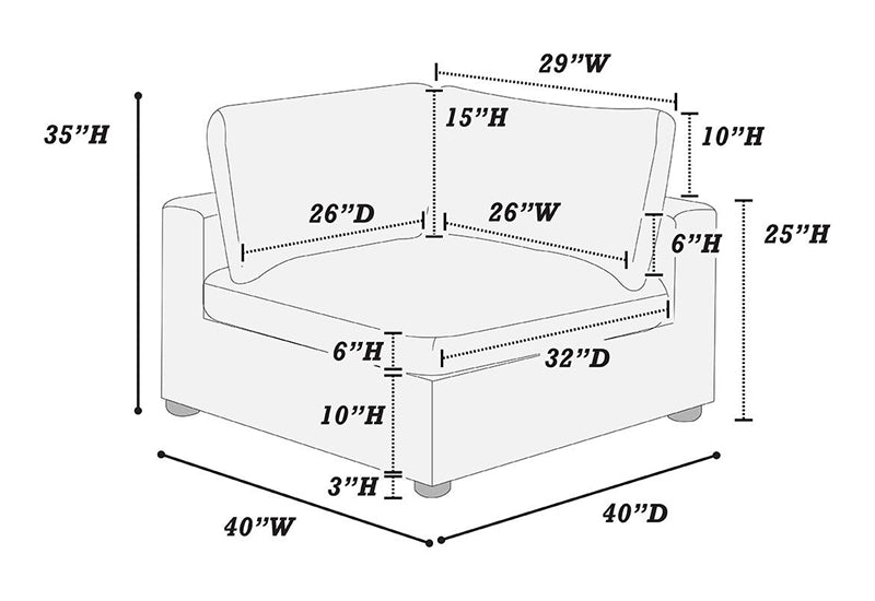 Gray Corduroy 8-Piece Sectional
