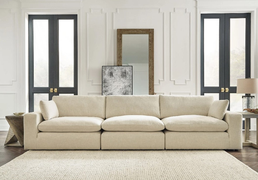 three-piece Elyza Beige Cloud Sofa front view