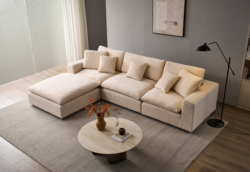 Snuggle Beige Down Filled Cloud Couch