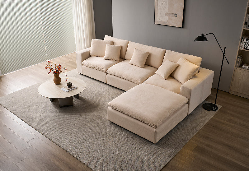 Snuggle Beige Down Filled Cloud Couch