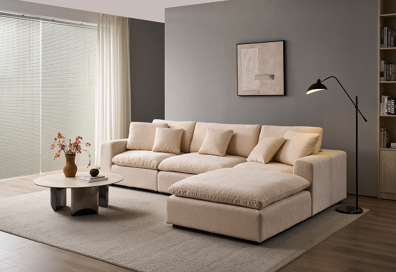 Snuggle Beige Down Filled Cloud Couch