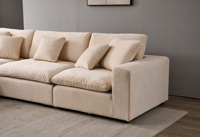 Snuggle Beige Down Filled Cloud Couch
