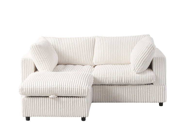 Dream White Corduroy Sectional