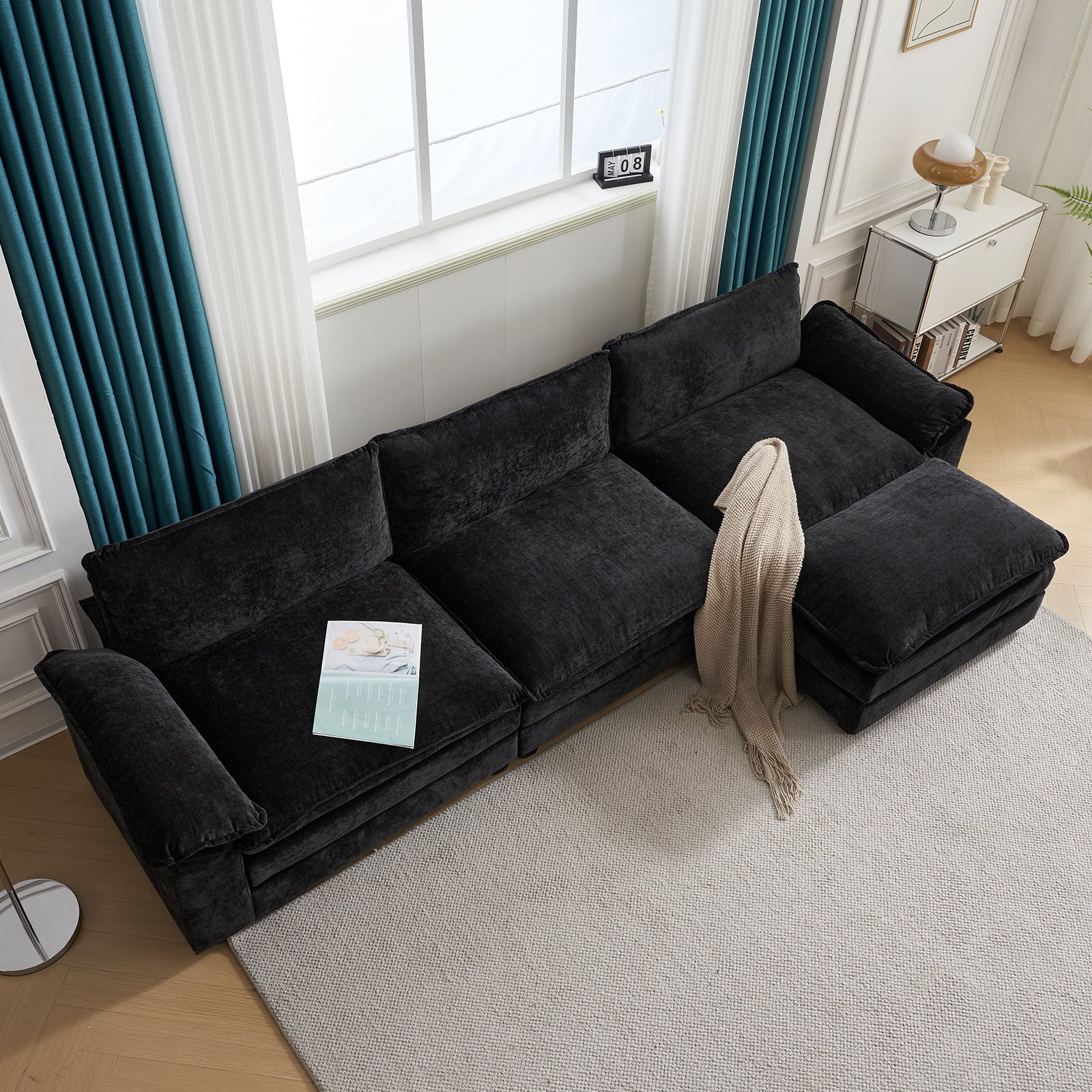 High view of Dream Mellow Double Cushion Sofa Black