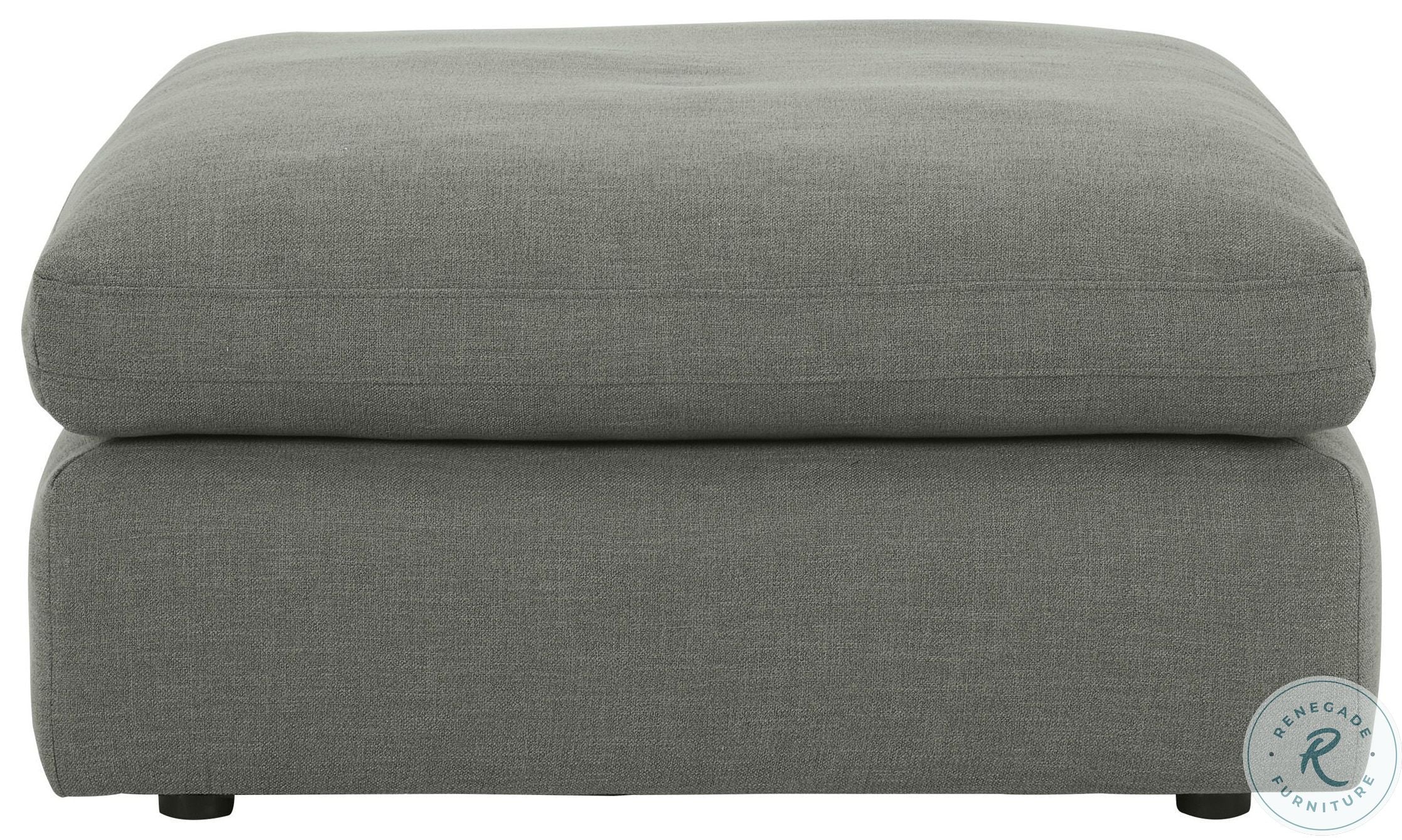 Front view of Elyza Smoke Oversized Ottoman with white background