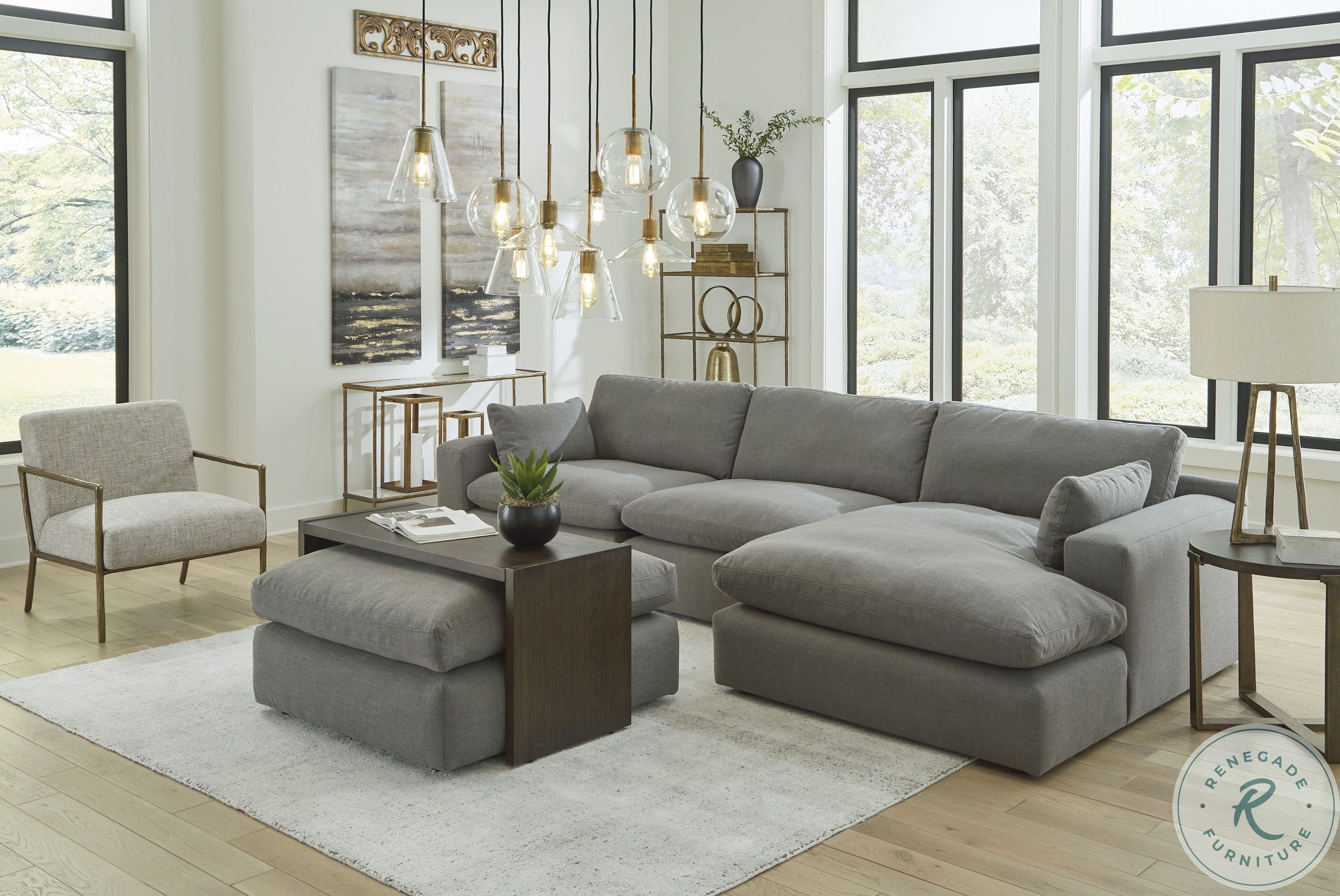 Side view of Elyza Smoke Oversized Ottoman