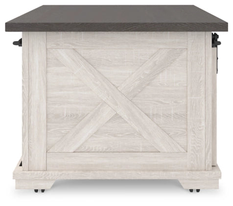 Side view of Dorrinson Coffee Table with white background