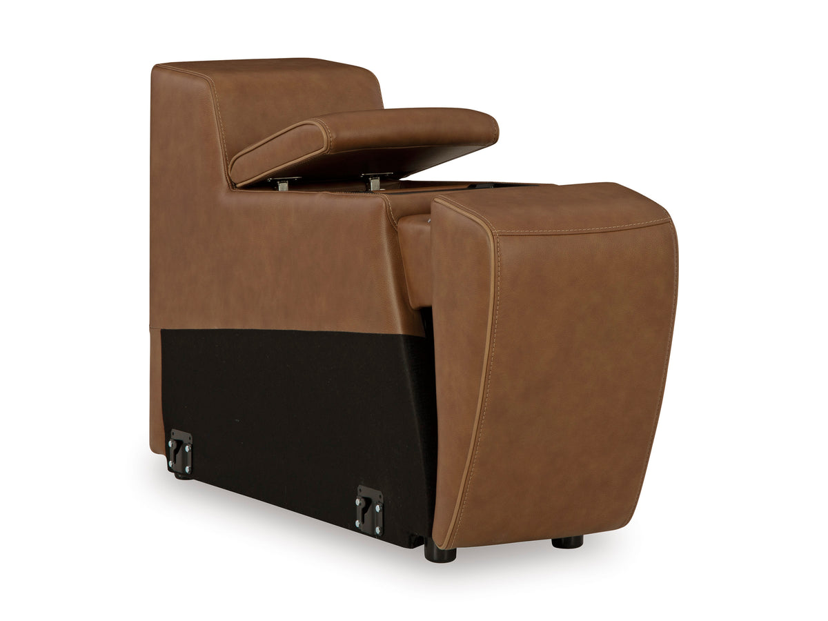 Magic Man caramel console add-on with storage open
