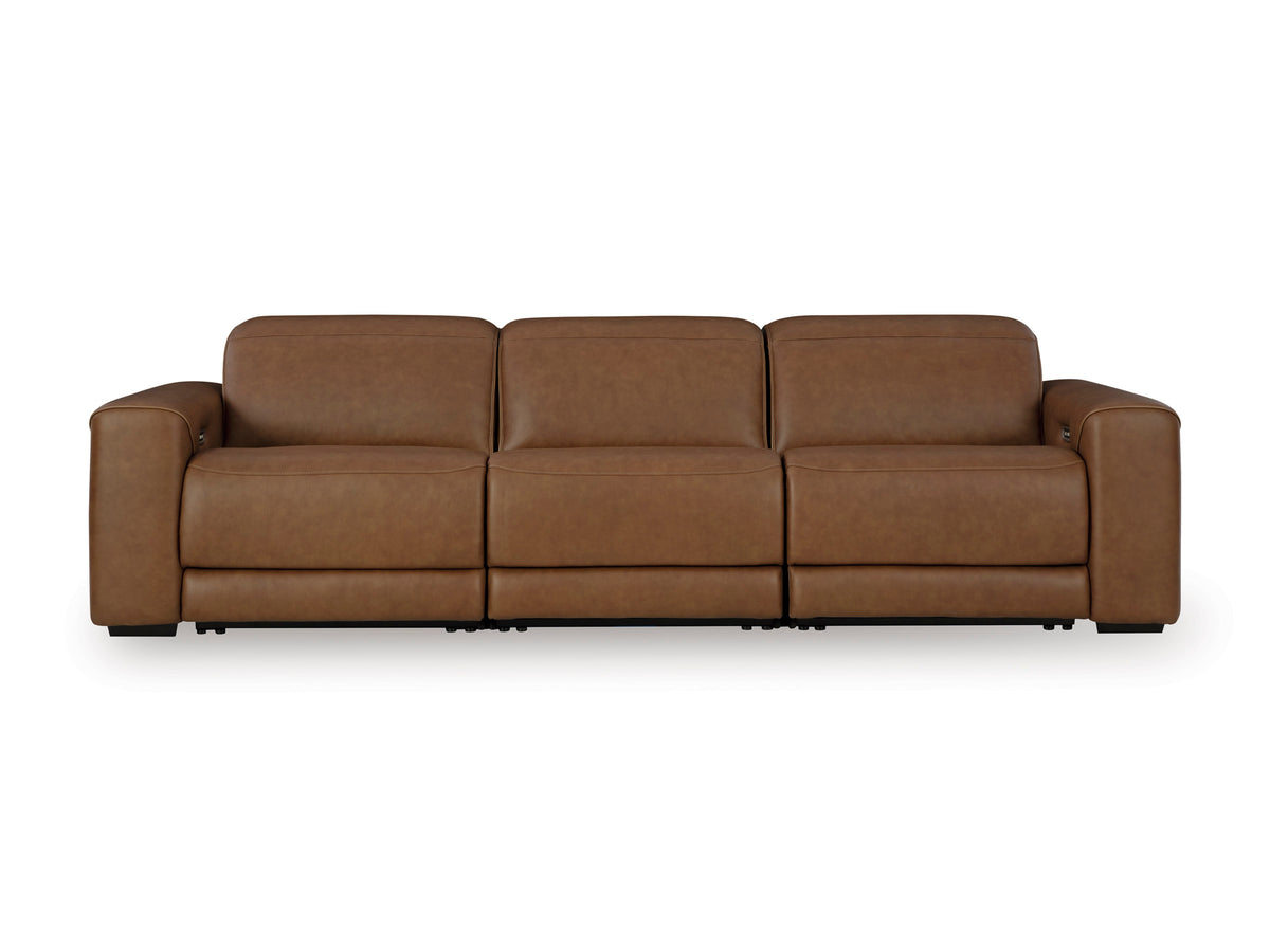 Magic Man 3-Piece Power Reclining Sofa – Caramel — included configuration