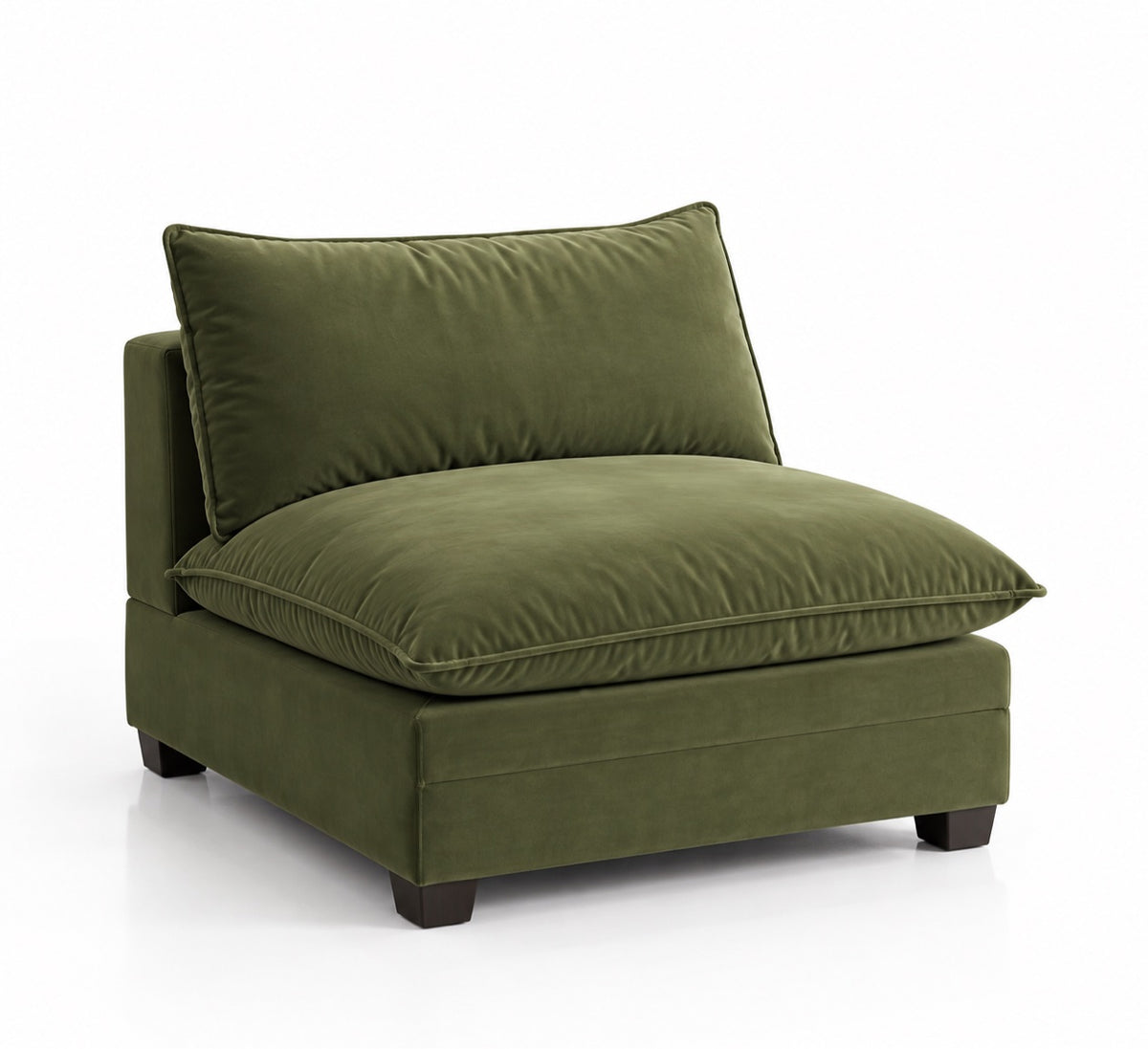 Olive Green Velvet Cloud Armless Chair