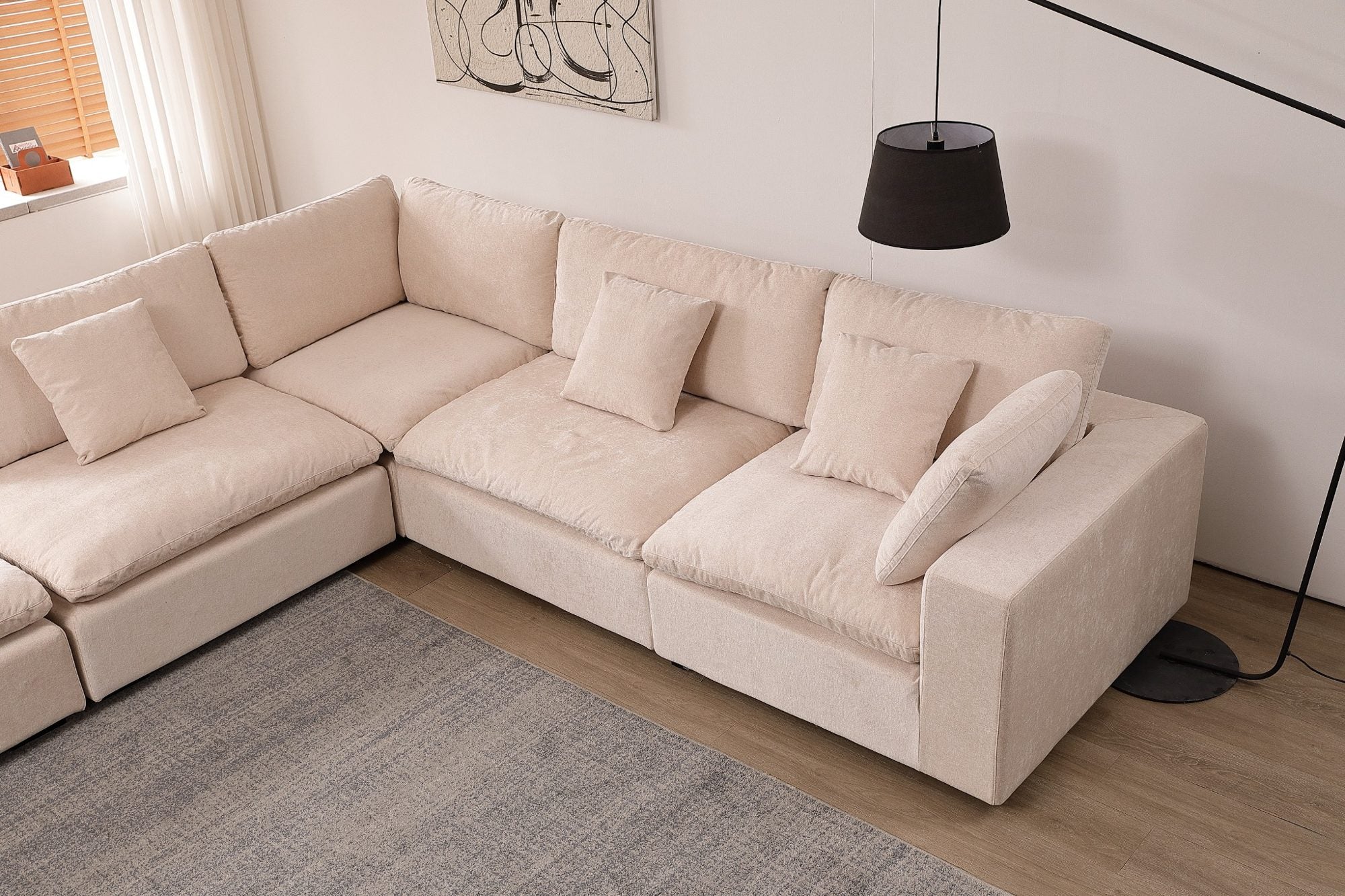 Snuggle Beige Down Filled 5 Piece Cloud Couch