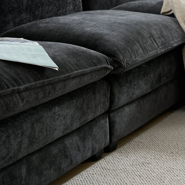 Close up of Dream Mellow Double Cushion Sofa Black