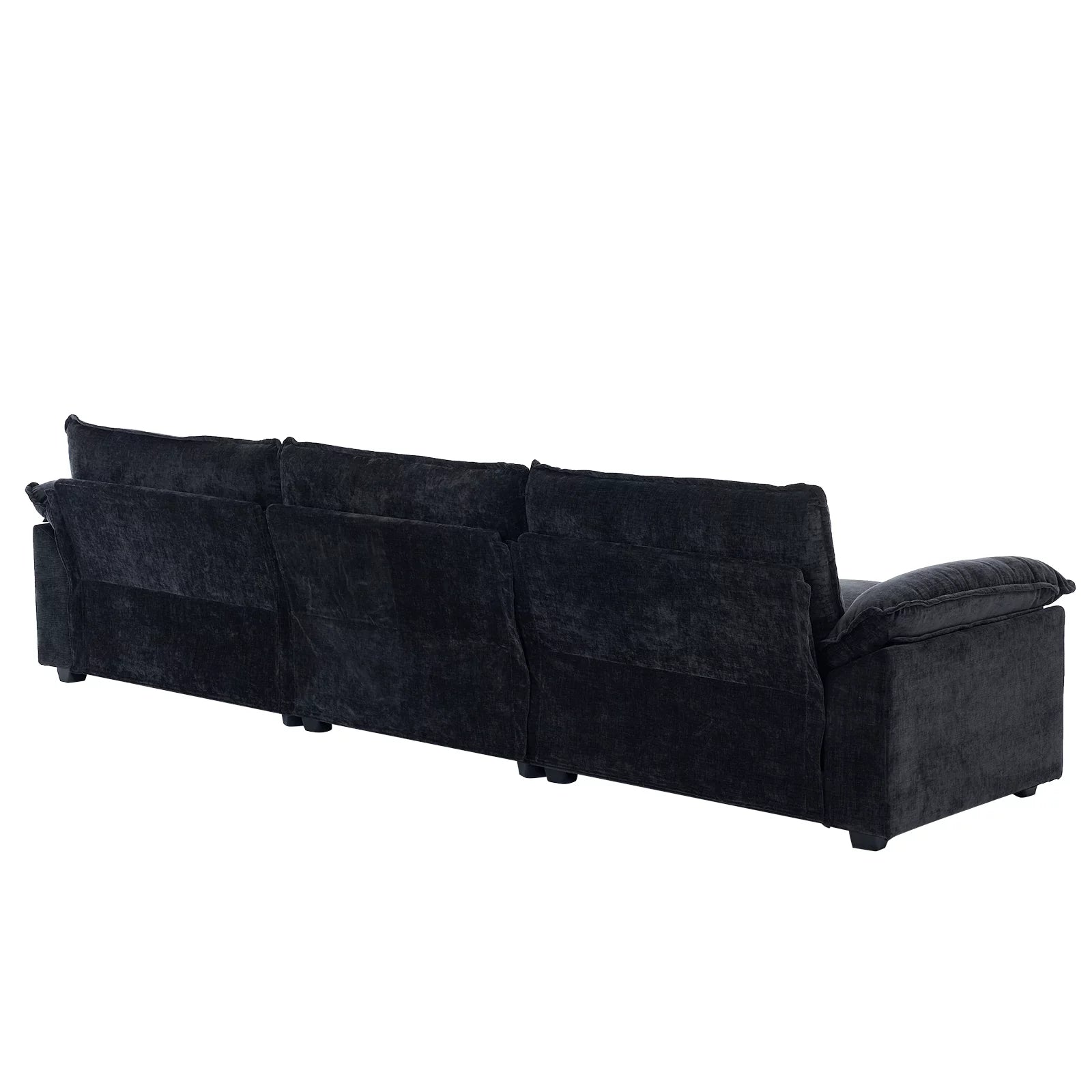 Backside view of Dream Mellow Double Cushion Sofa Black on white background