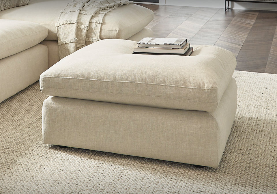 Beige Fabric RHF Sofa with LHF Lounger - Aurora - EZ Living Furniture