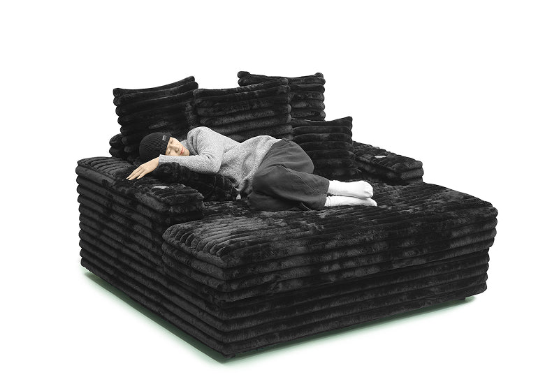 Dream Black Corduroy Chaise Sofa