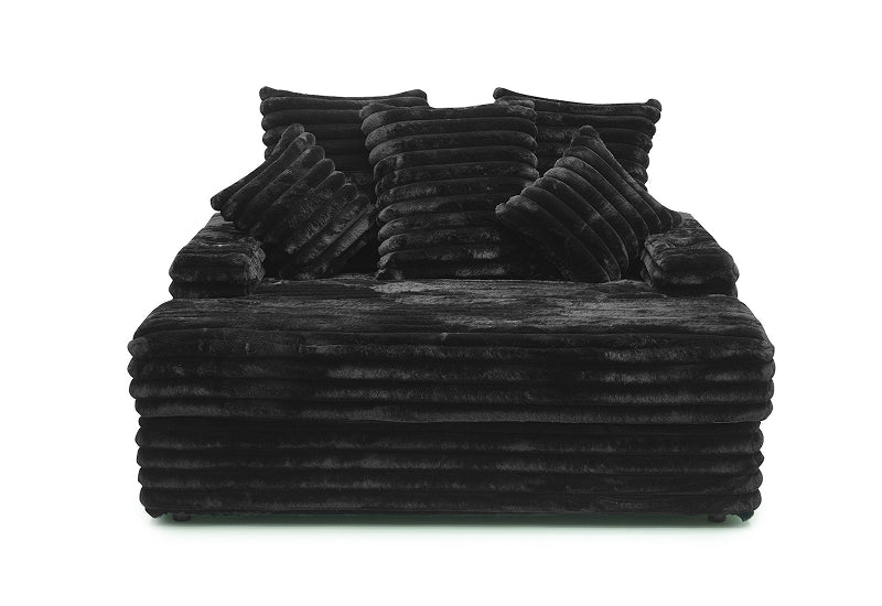 Dream Black Corduroy Chaise Sofa