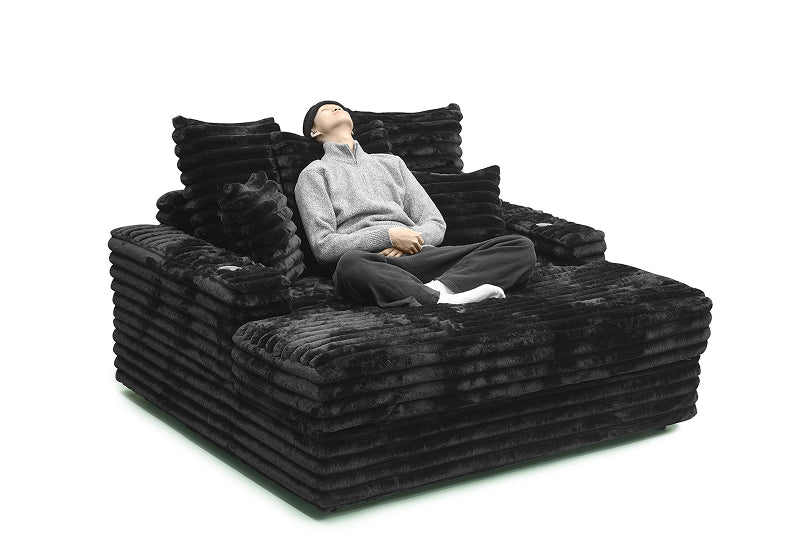 Dream Black Corduroy Chaise Sofa