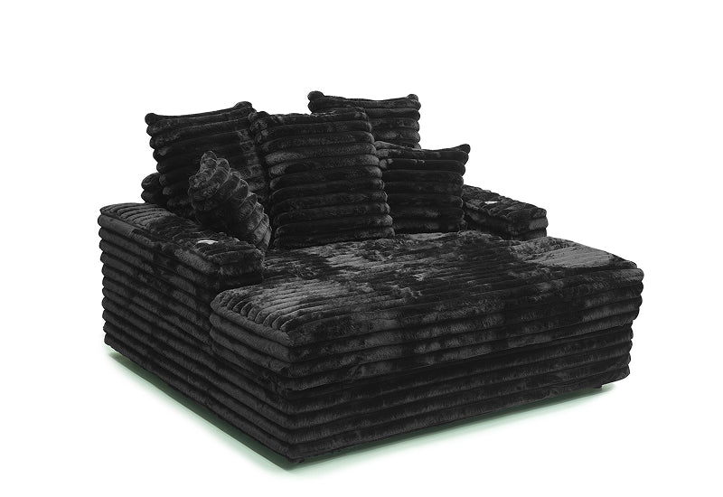 Dream Black Corduroy Chaise Sofa