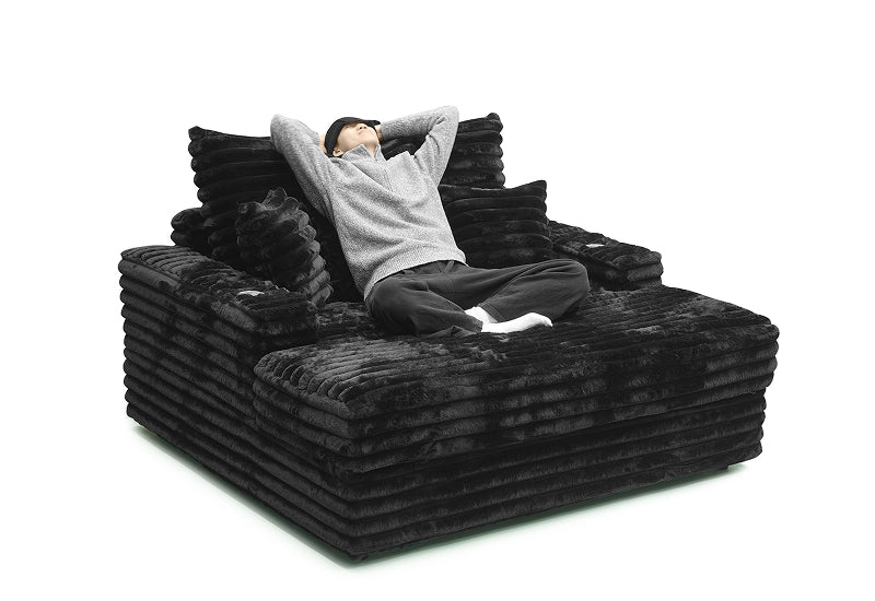 Dream Black Corduroy Chaise Sofa