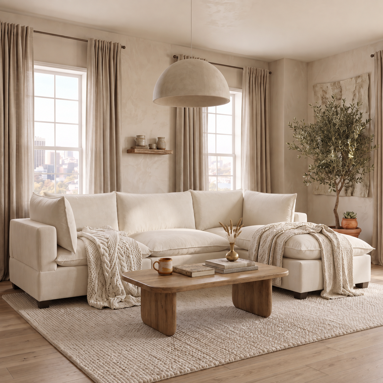 Nova Cream Velvet Cloud Couch