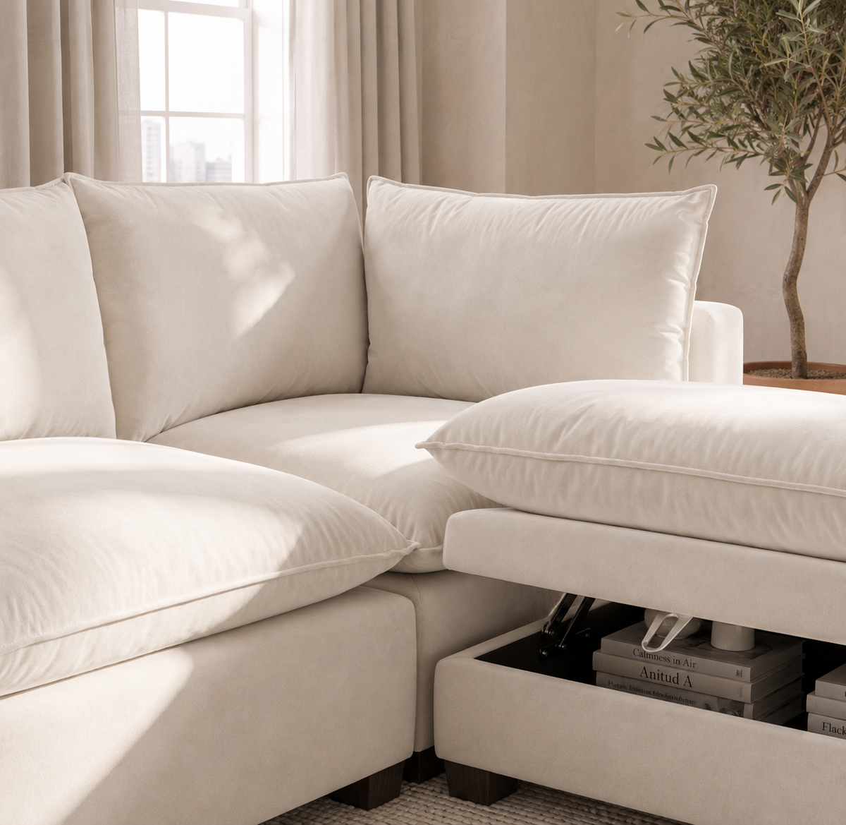 Nova Cream Velvet Cloud Couch