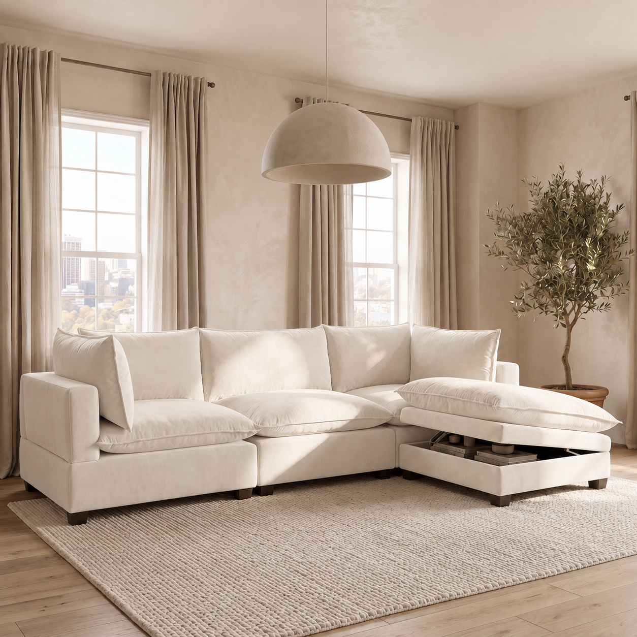 Nova Cream Velvet Cloud Couch