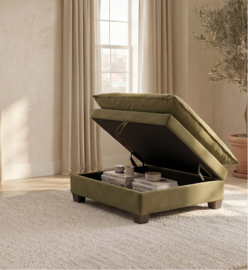 Olive Green Velvet Cloud Couch