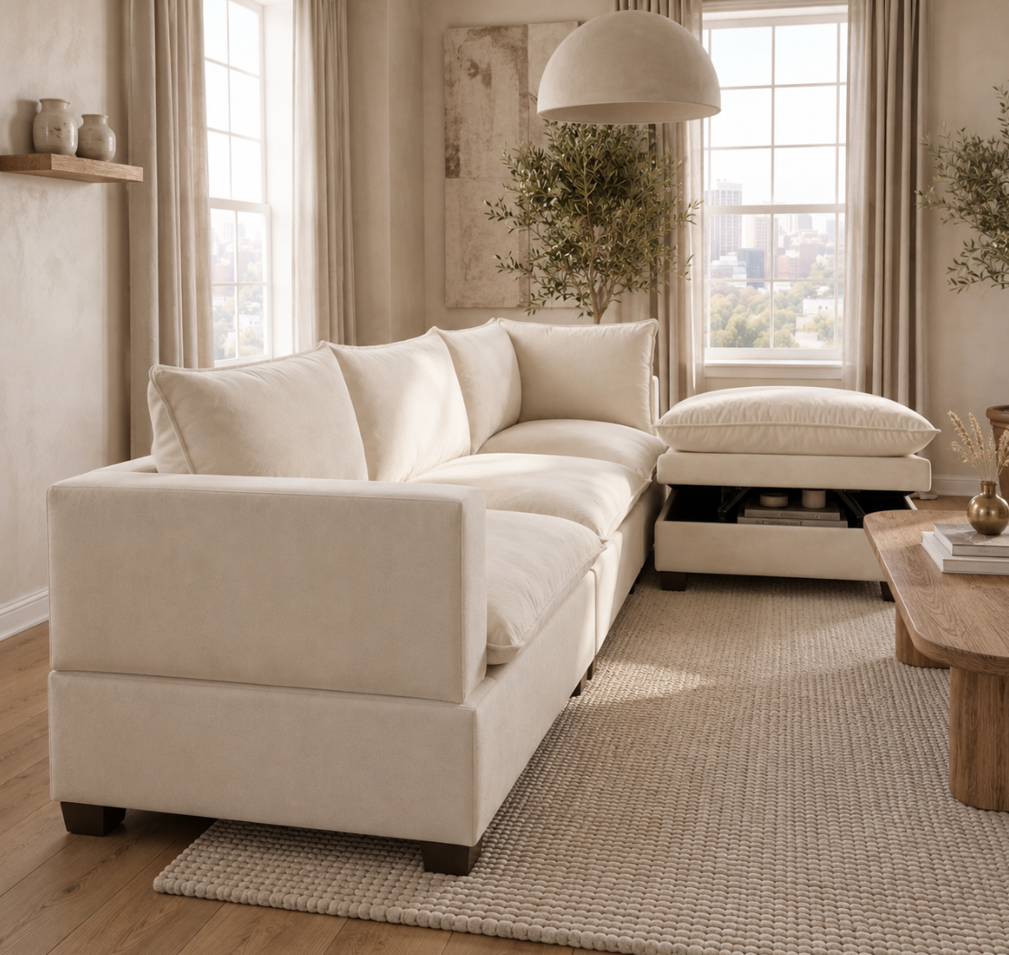 Nova Cream Velvet Cloud Couch