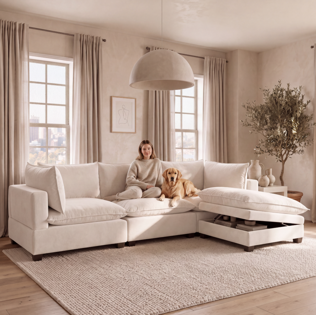 Nova Cream Velvet Cloud Couch