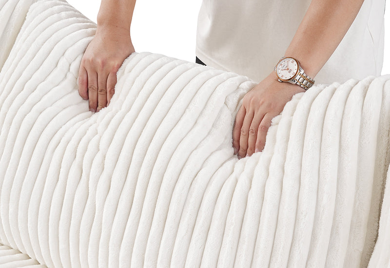Dream White Corduroy Sectional