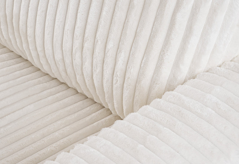 Dream White Corduroy Sectional