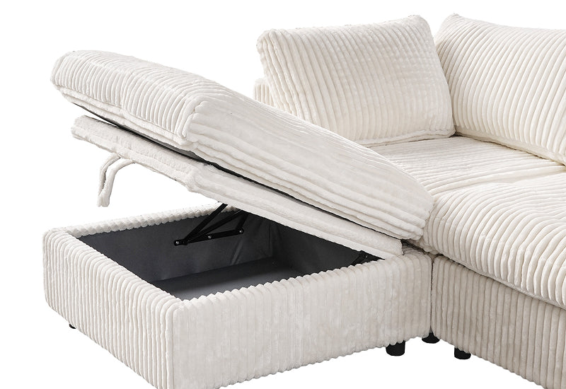 Dream White Corduroy Sectional