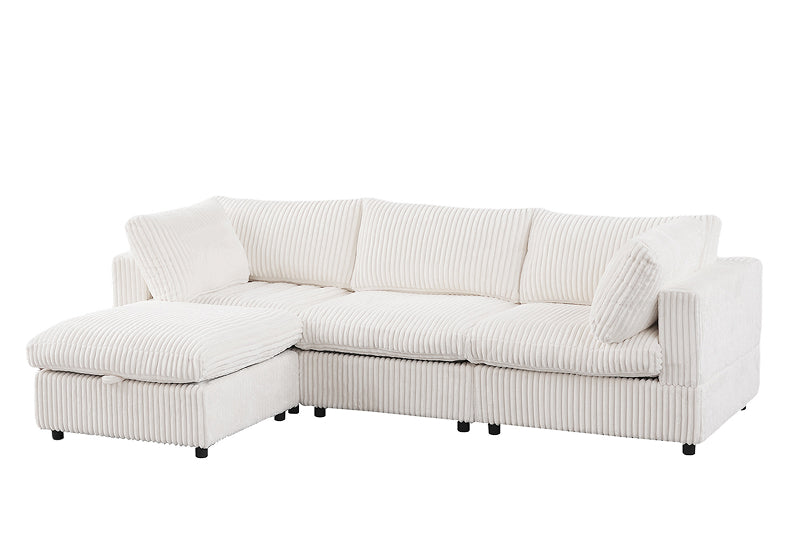 Dream White Corduroy Sectional