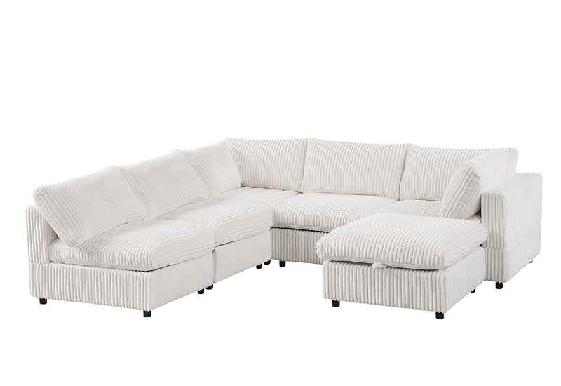 Dream White Corduroy Sectional