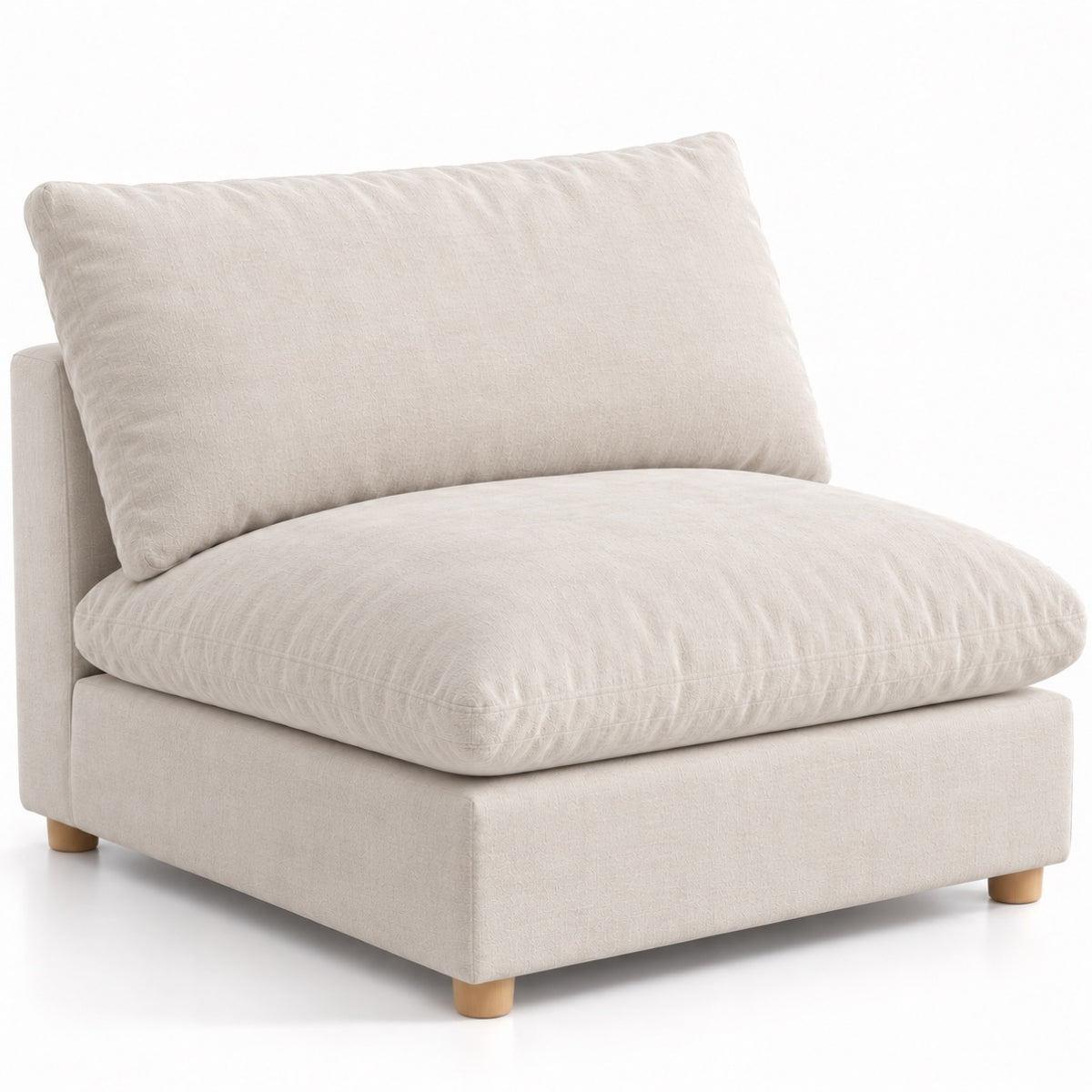 Beige Down-Filled Cloud Armless Chair