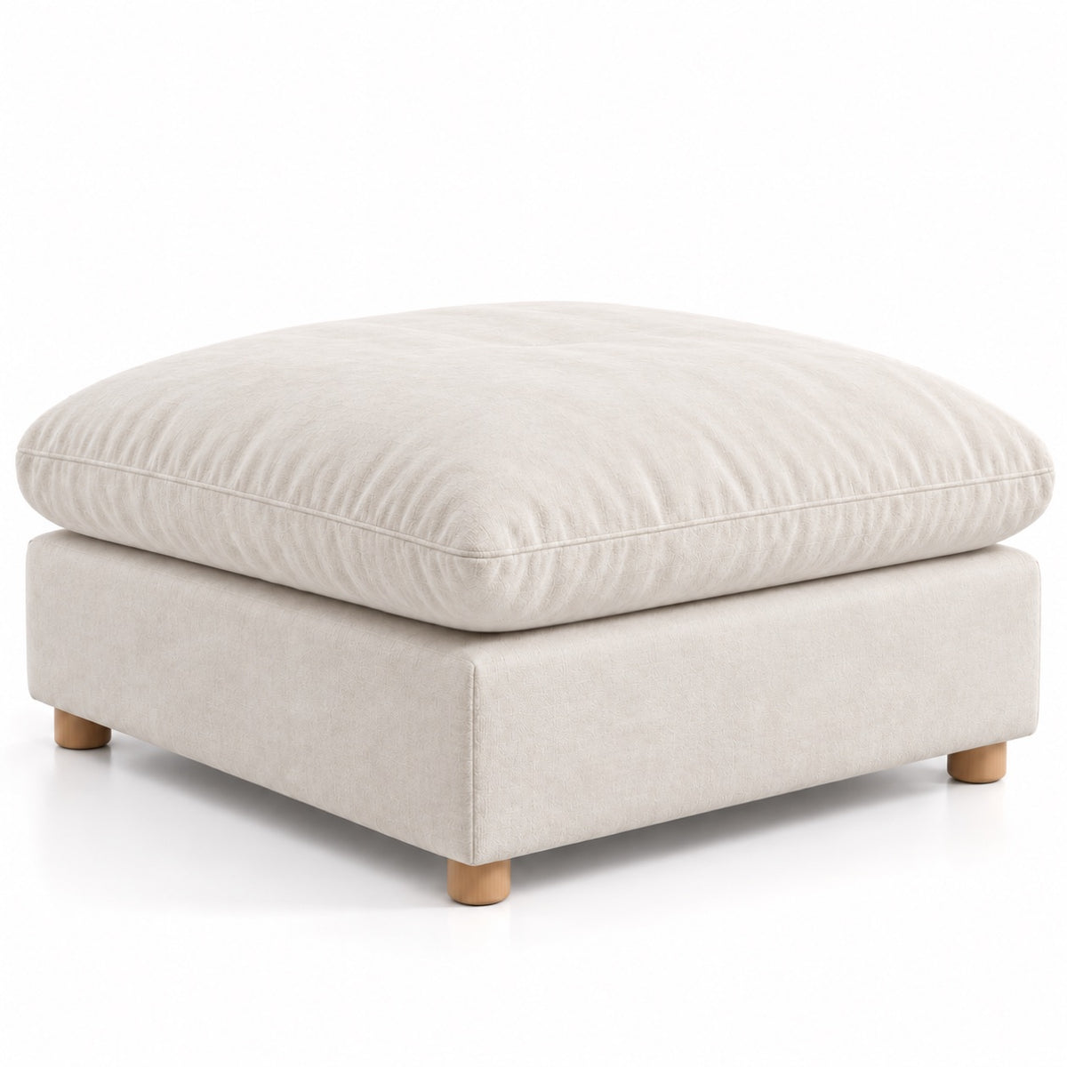 Beige Down-Filled Cloud Ottoman