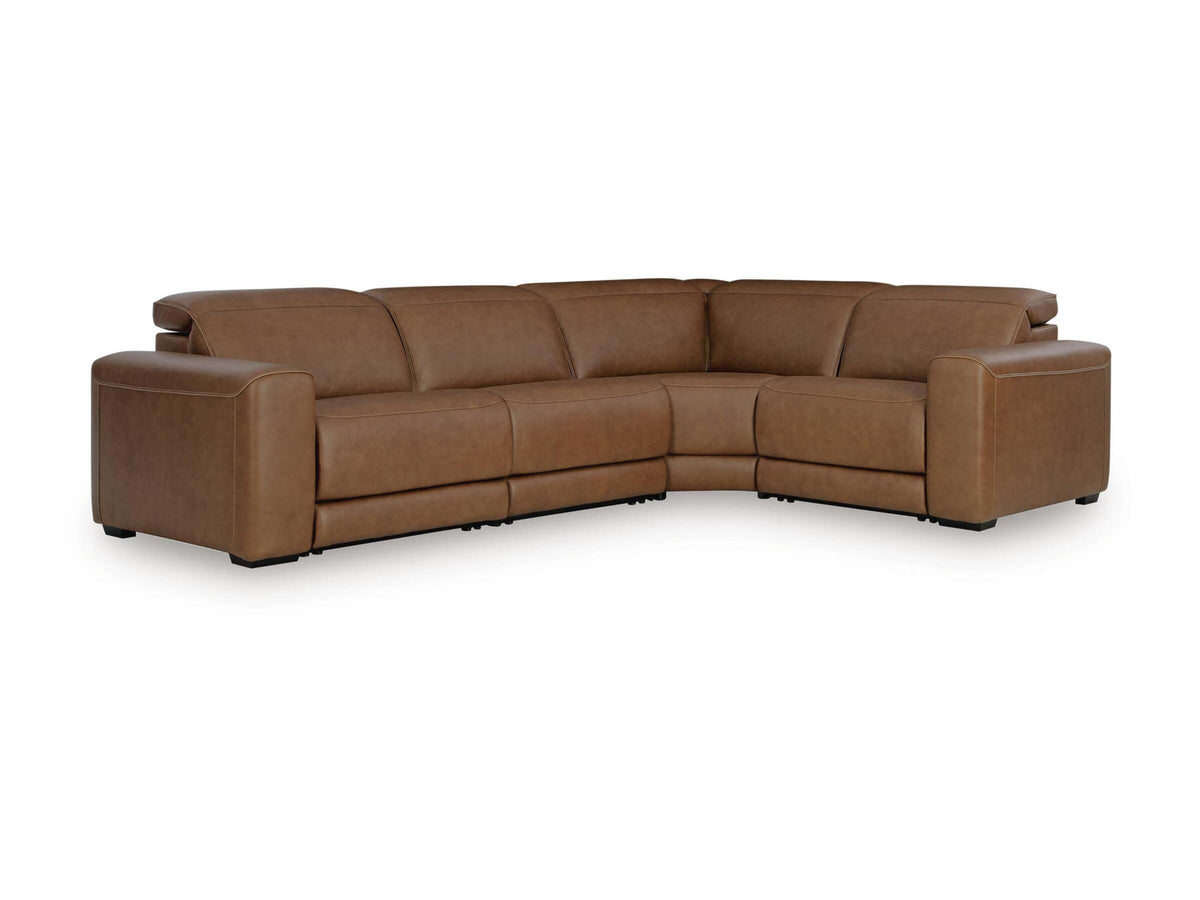 Magic Man 4-piece caramel sectional — included configuration, no console