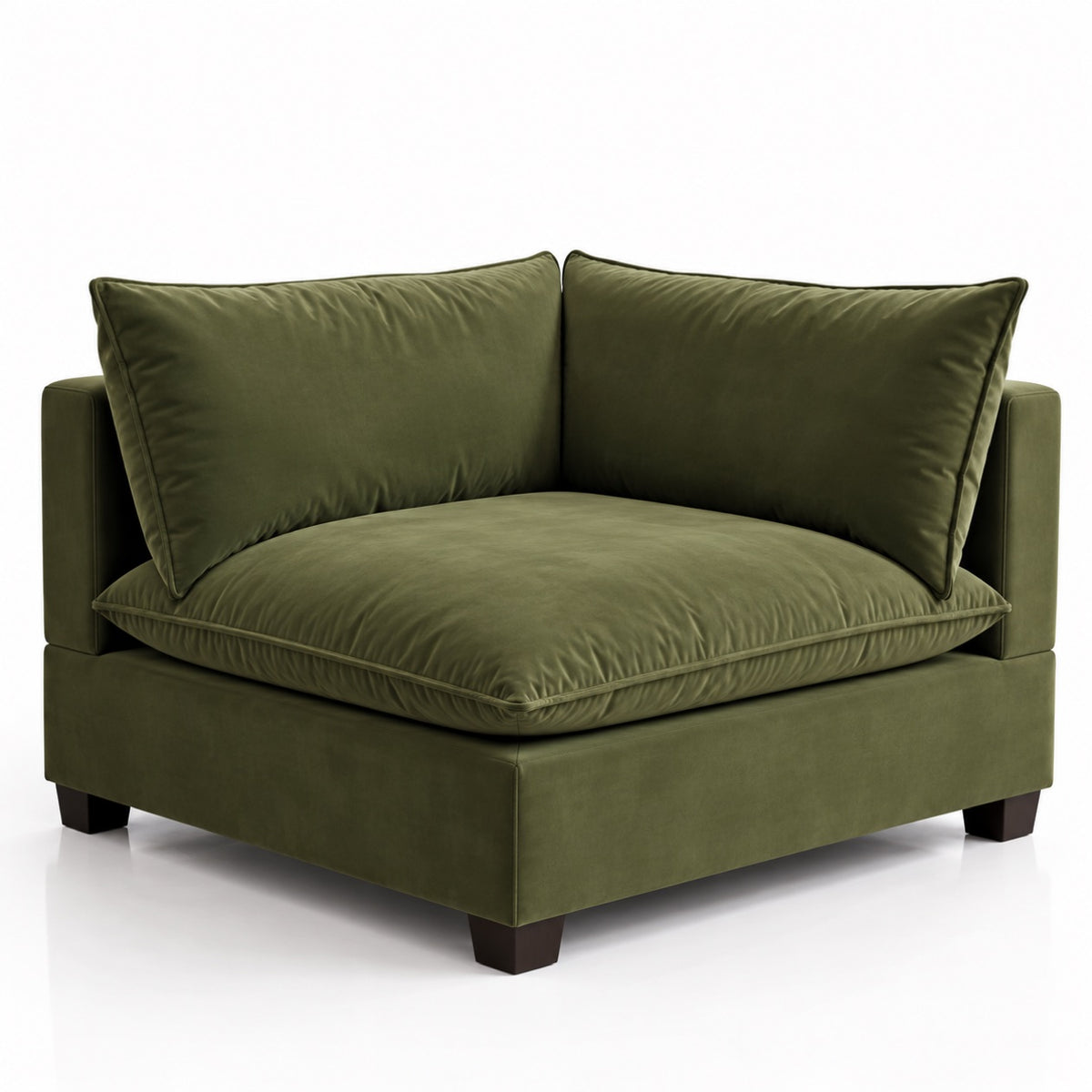 Olive Green Velvet Cloud Corner Piece