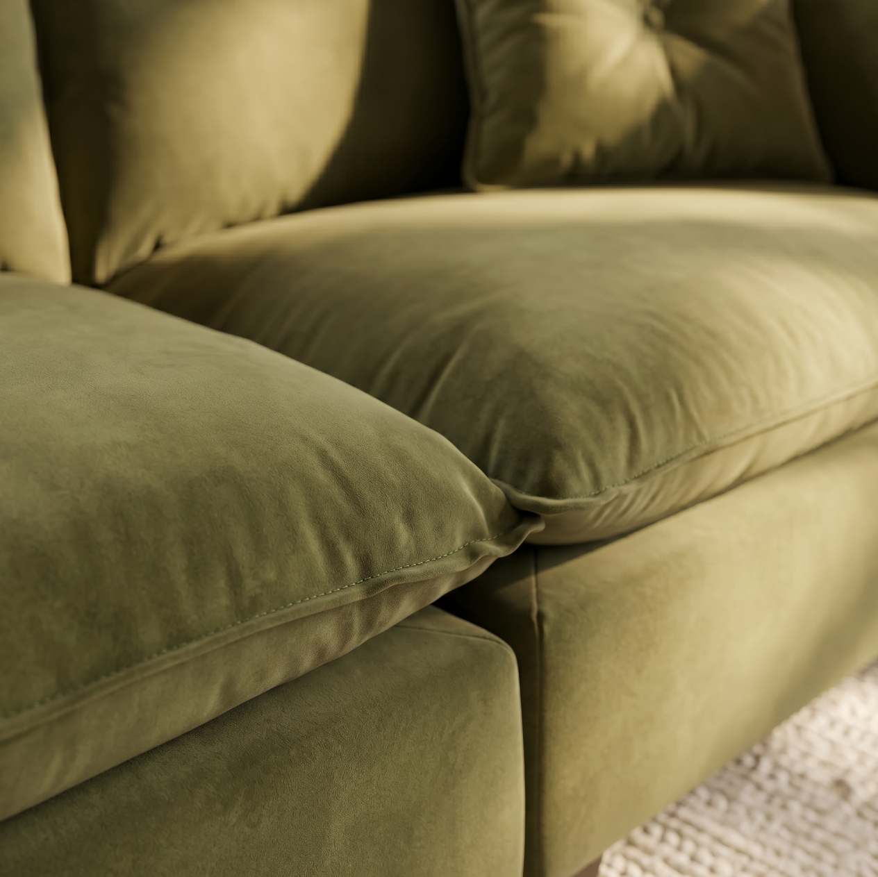 Olive Green Velvet Cloud Couch